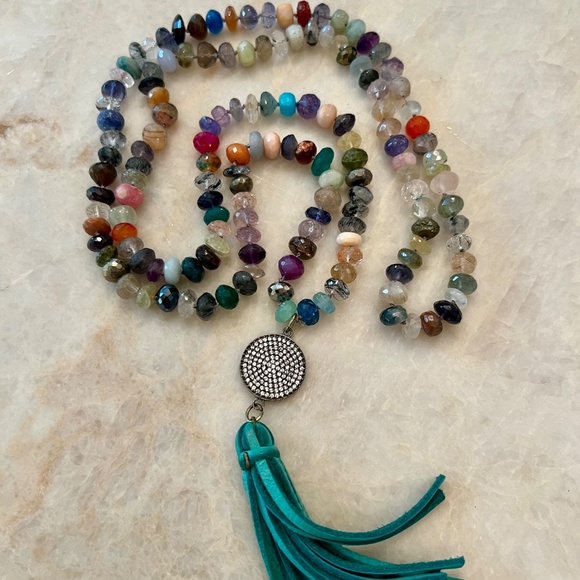 Multi-Colored Gemstone Necklace:  Amethyst, Aquamarine, Ruby, Citrine... - Picture 4 of 4